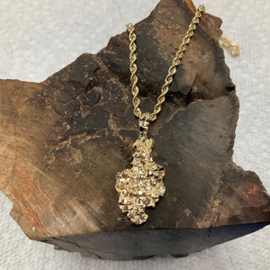 14K Yellow Gold 20" Rope Chain W/ Nugget Pendant 10.4gr