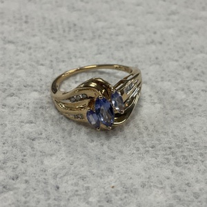 10K Yellow Gold Marquise Tanzanite& Diamond Ring 3.4gr Size 7.25