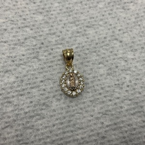 10K Two Tone Gold White Stone Mary Pendant 0.9gr