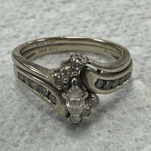 14K White Gold Marquise Diamond Wedding Ring Set 5.0gr Size 6.75